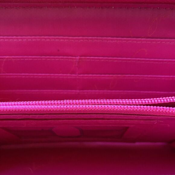 Vera Bradley ZIGGY ZAGS Wallet Yellow & Pink  Zip Around Faux Leather - Picture 8 of 9